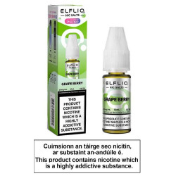 Elfliq Grape Berry Nic Salt E-Liquid 10ml bottle and box – authentic Elf Bar flavour
